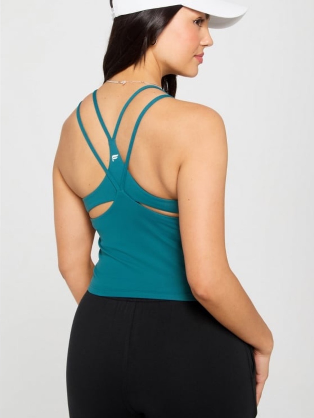 Fabletics Teal Double-Strap Crop Bralette